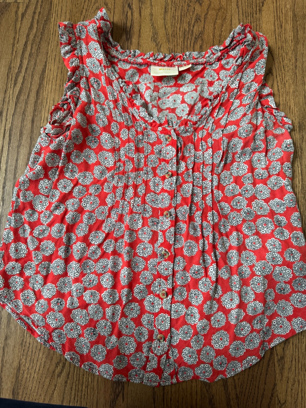MAEVE from Anthropologie Women’s Red Printed Sleeveless Button-Front Top